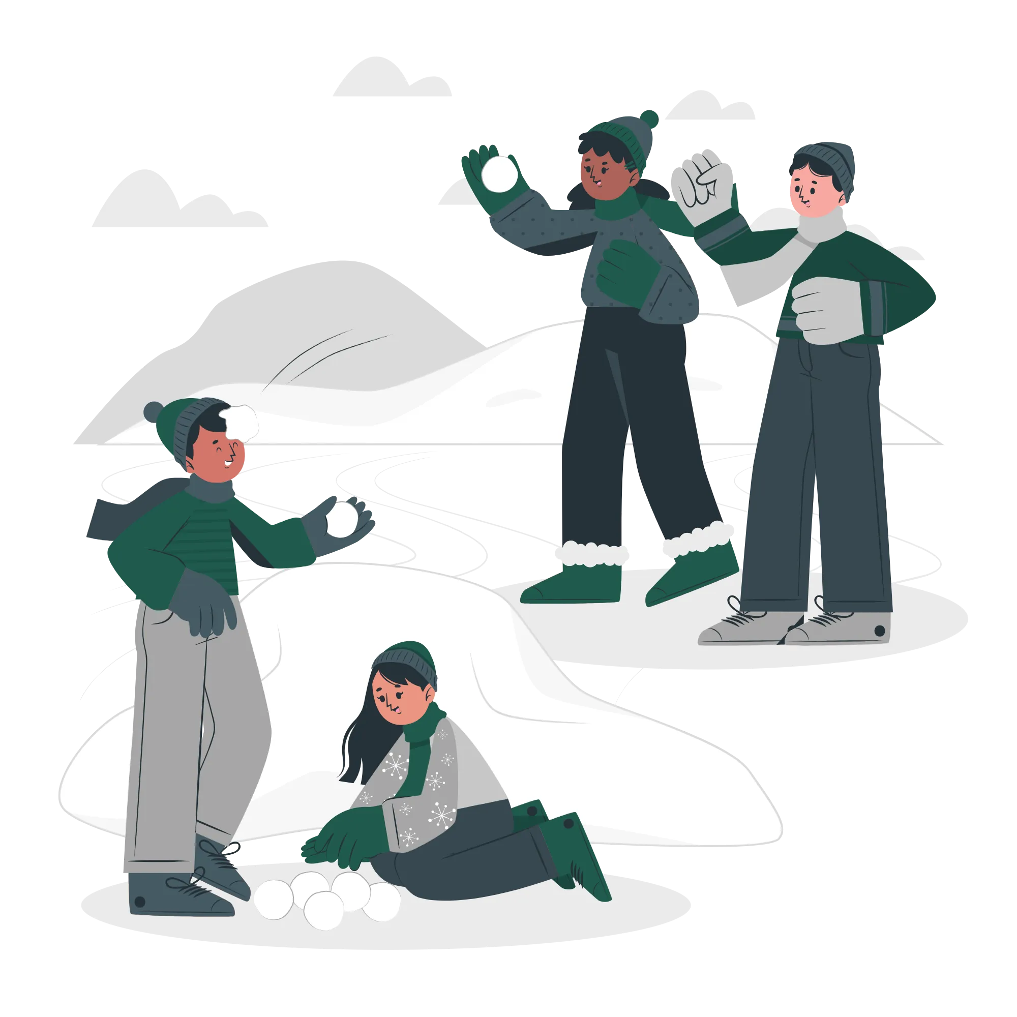 Kids playing with snow-cuate